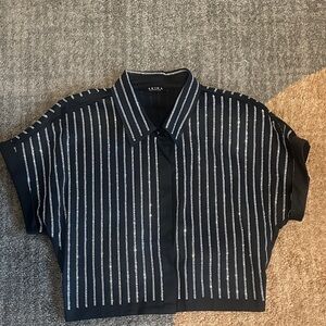 AKIRA Monochrome Rhinestone Blouse